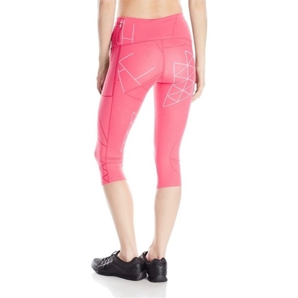Oiselle KC Knicker Capri Legging Crop Pant punch koolhaus Pink Geometric Sz 10 - Picture 13 of 14